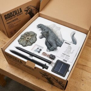 Godzilla Blue Glowing Back Fins Solar Garden Light