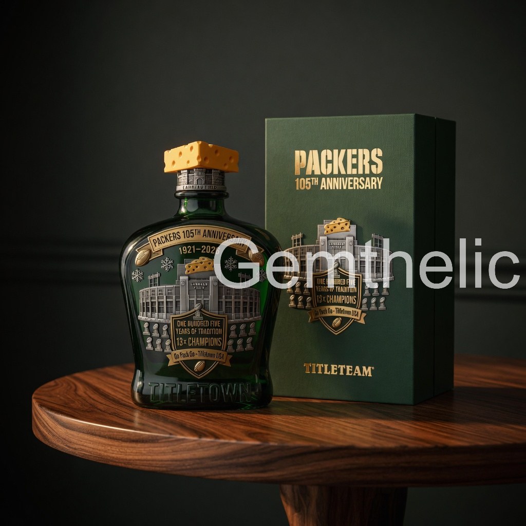 Green Bay Packers 105th Anniversary Rum Bottle - Front View