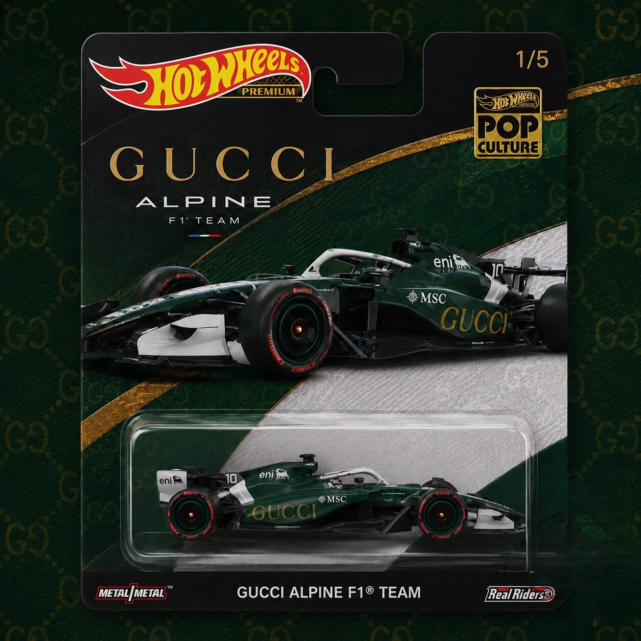 Gucci Alpine F1 Team Hot Wheels Die-cast Car - Front View