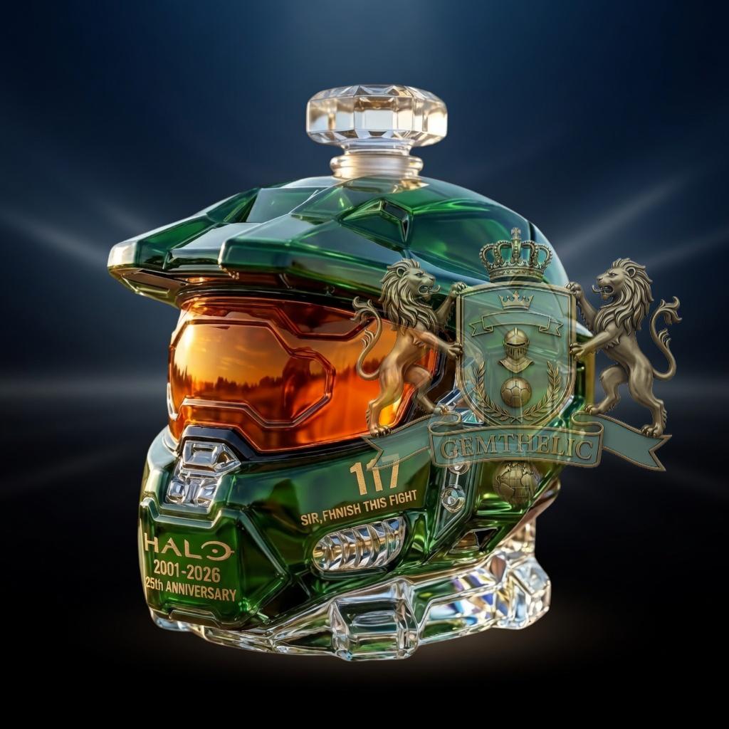 Halo 25th Anniversary Master Chief 117 Whiskey Bottle - Front View