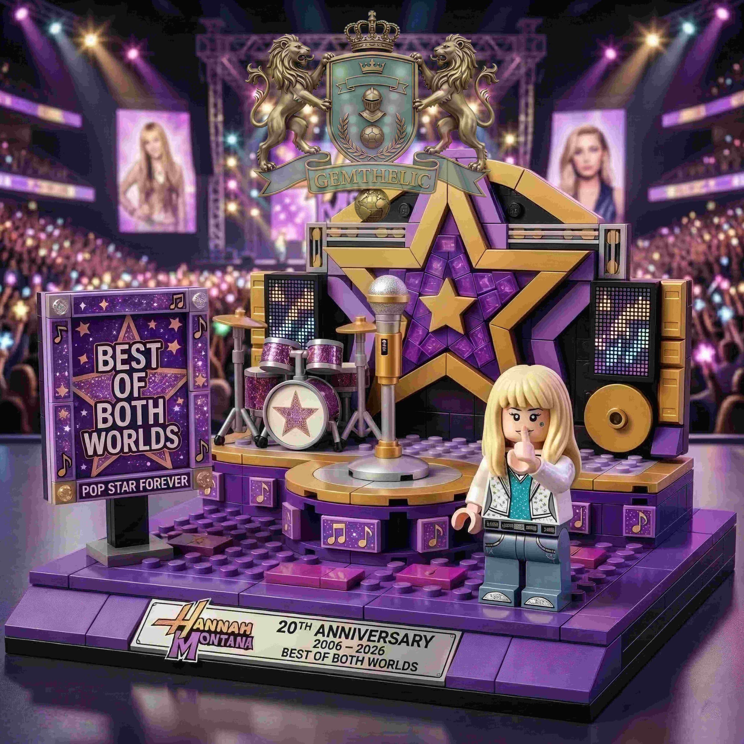 Hannah Montana 20th Anniversary Best Of Both Building Bricks Set - Front View