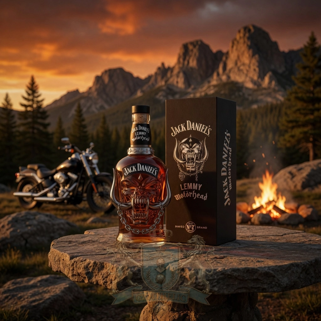 Jack Daniel's Motorhead Lemmy Edition Snaggletooth Skull Whiskey Bottle - Detail View
