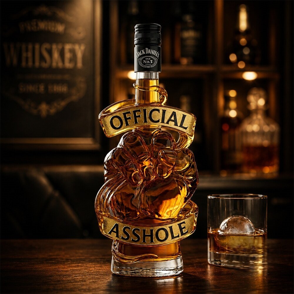 Jack Daniel's Official Asshole Fist Whiskey Bottle - Front View