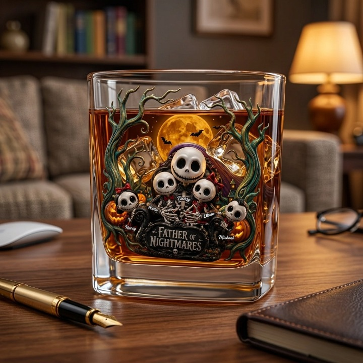 Jack Skellington Father of Nightmares Whiskey Glass - Detail View