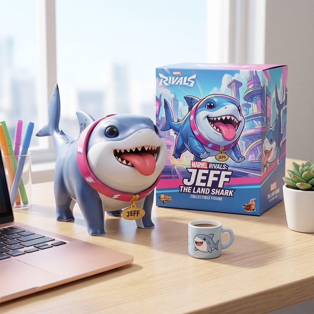 Jeff The Shark Friendly Pet Character Collectible Figurine - Detail View