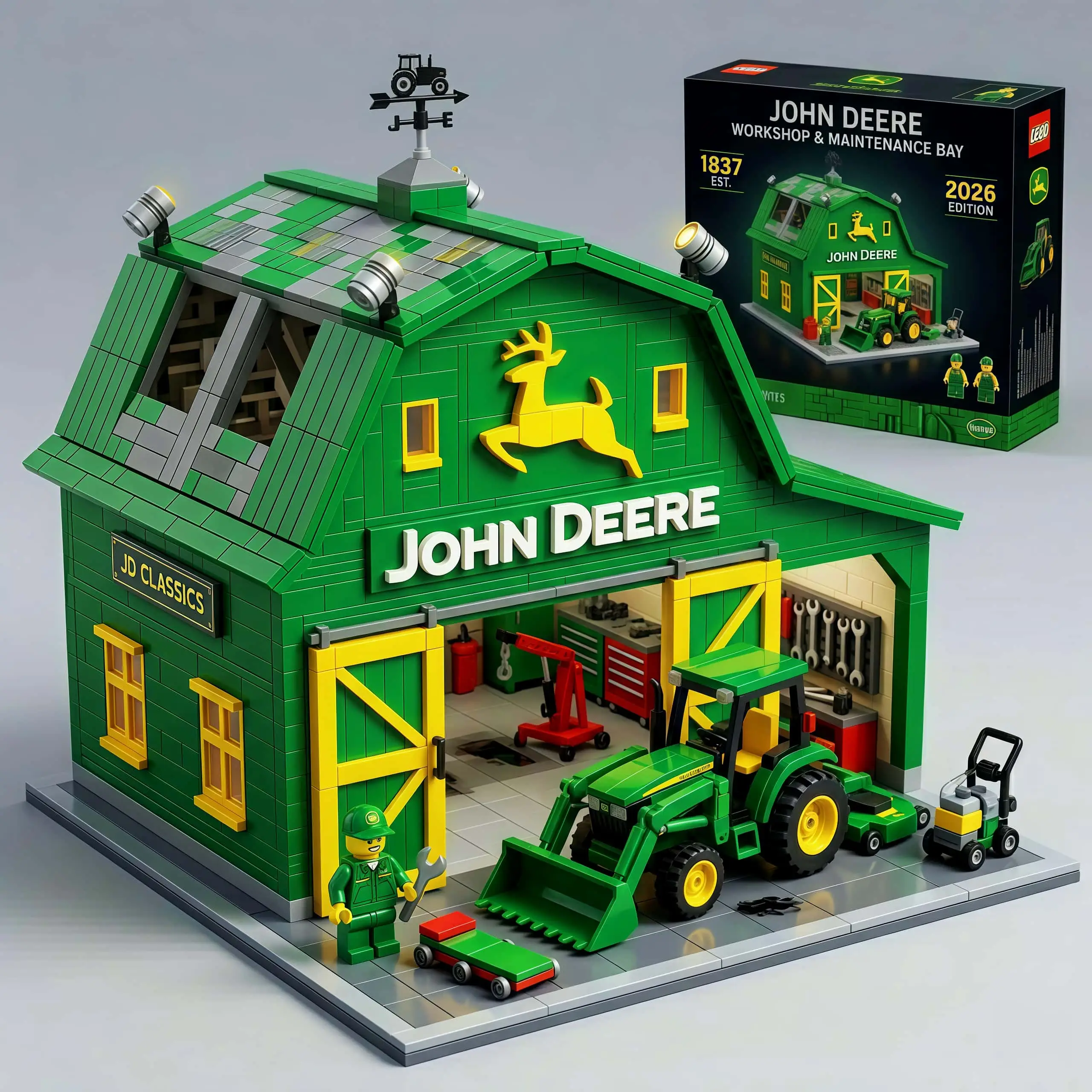 John Deere Warehouse 2026 Edition Building Block Set - Front View