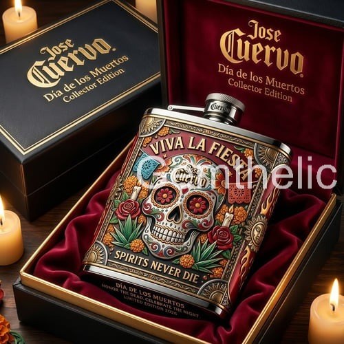 Jose Cuervo Día de los Muertos Flask - Front View