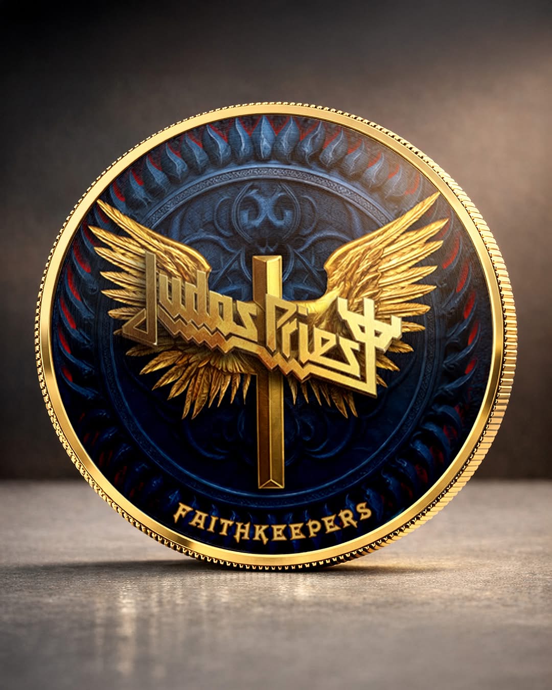 Judas Priest Faithkeepers Commemorative Coin - Front View