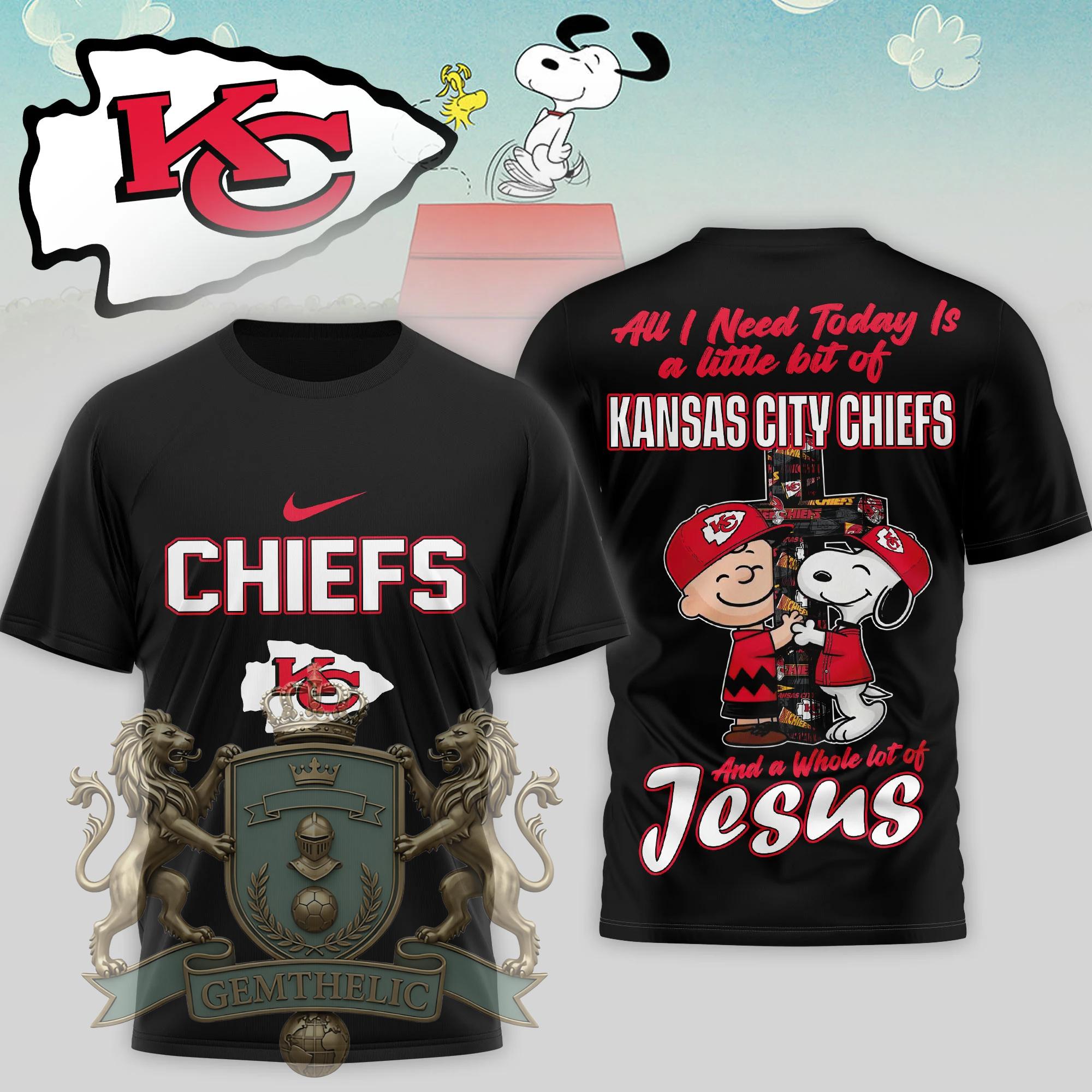 Kansas City Chiefs Snoopy Charlie Brown T-Shirt - Detail View