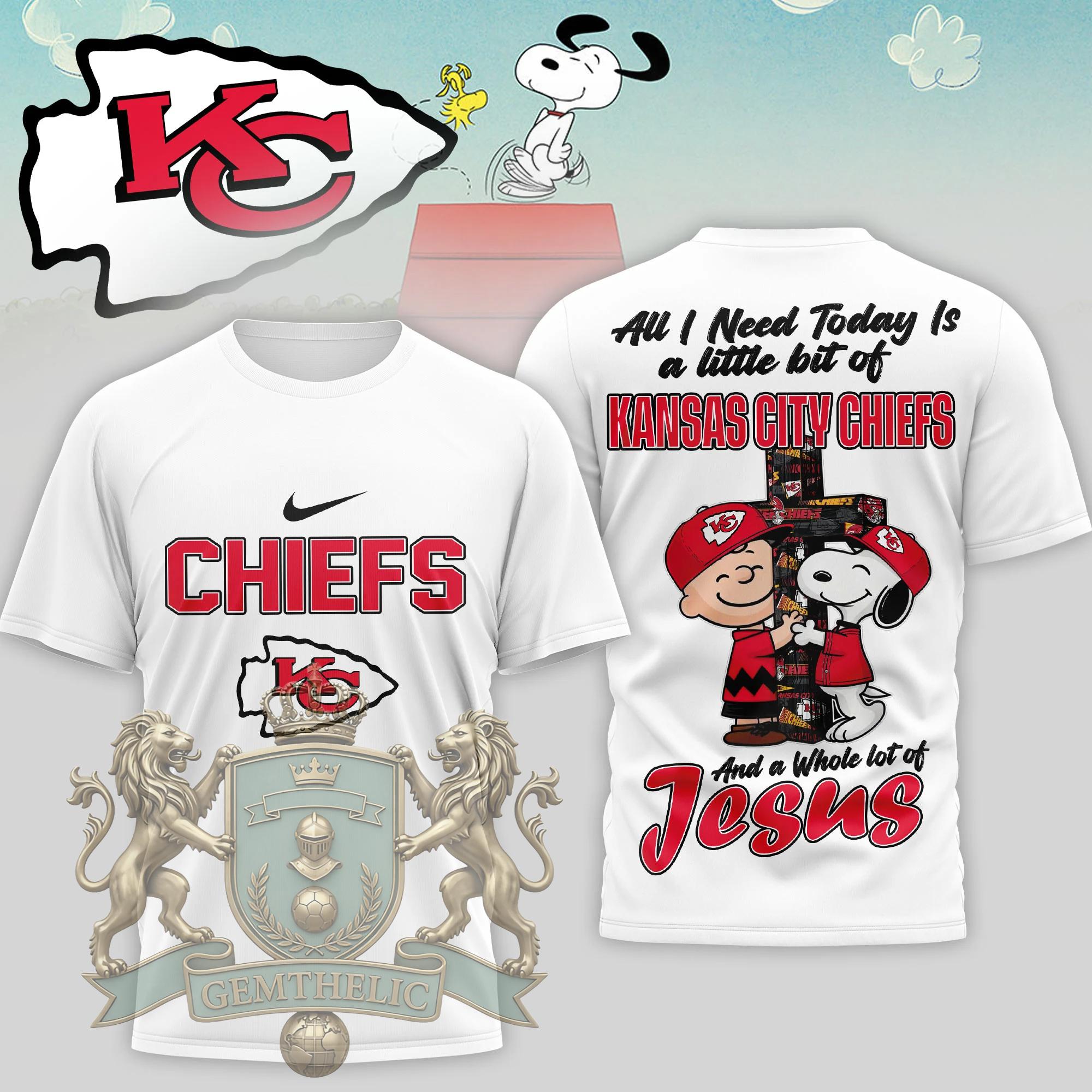 Kansas City Chiefs Snoopy Charlie Brown T-Shirt - Front View