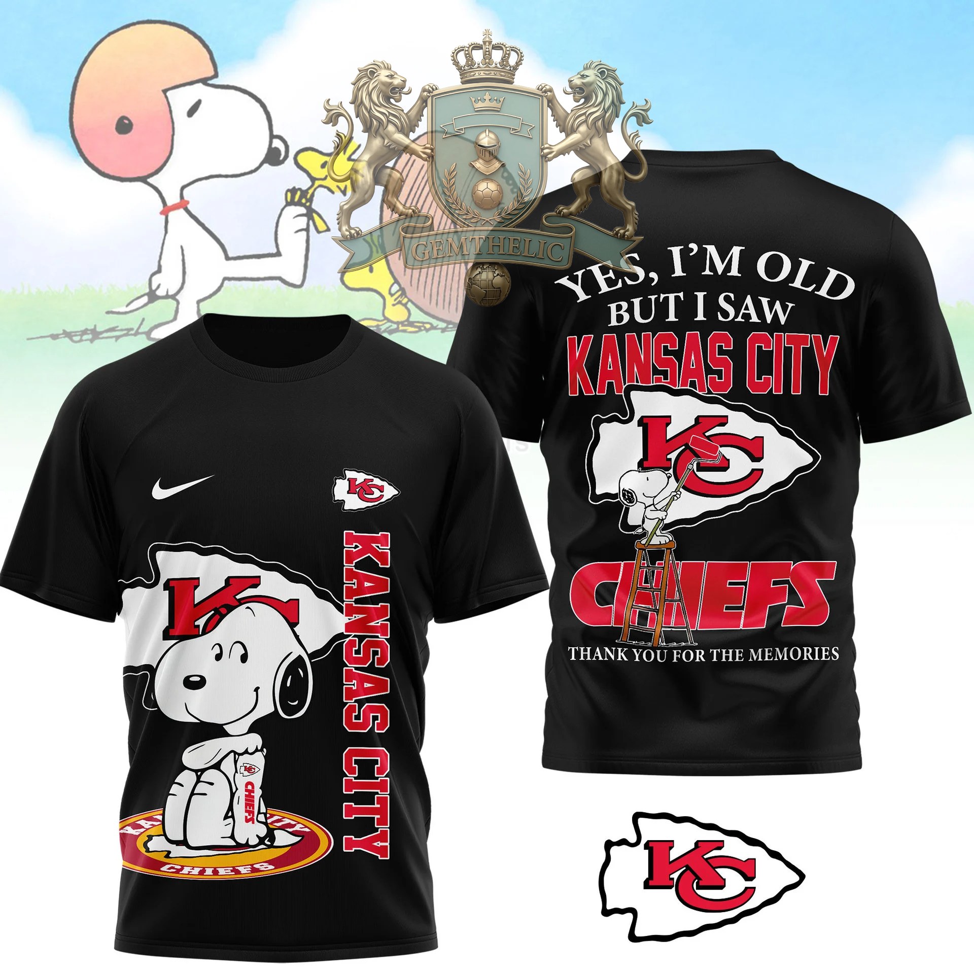 Kansas City Chiefs Snoopy Yes I'm Old But I Saw T-Shirt - Front View
