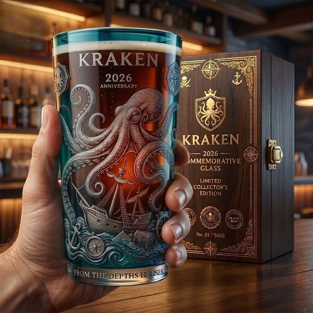 Kraken 2026 Anniversary Pint Glass - Detail View
