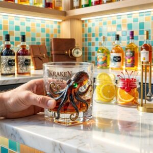 Kraken Octopus Black Spiced Rum Whiskey Glass