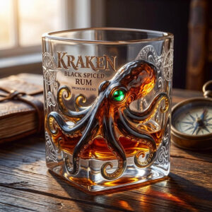 Kraken Octopus Black Spiced Rum Whiskey Glass