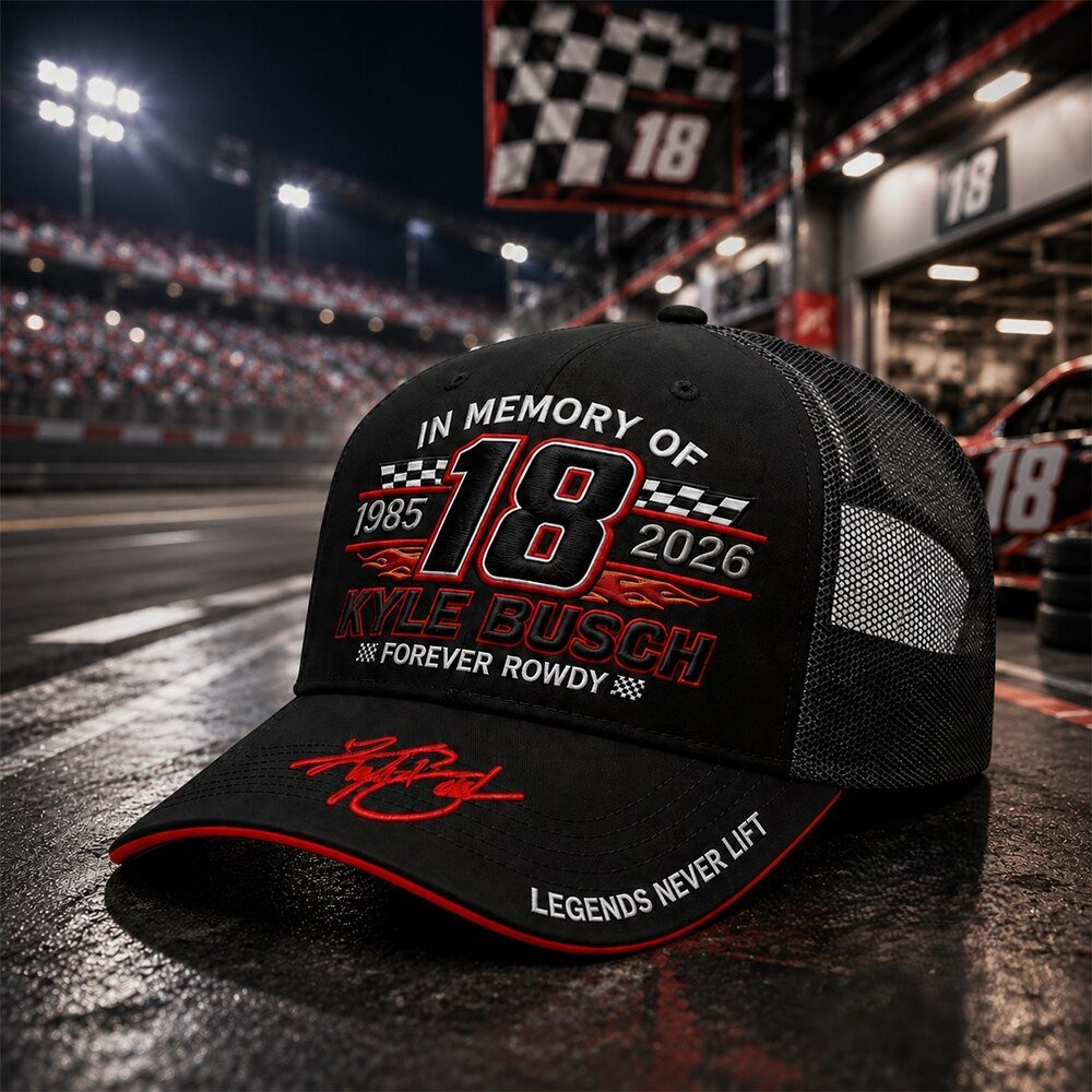 Kyle Busch In Memory 1985-2026 Forever Rowdy Trucker Cap - Detail View