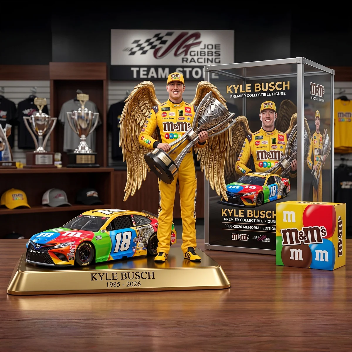 Kyle Busch Joe Gibbs Racing M&M's 1985-2026 Acrylic Plaque - Front View
