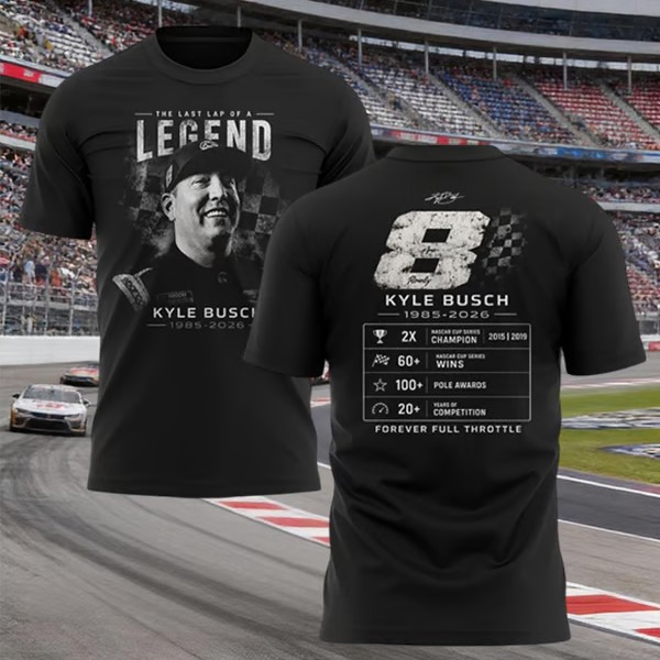 Kyle Busch Last Lap of a Legend 1985-2026 T-Shirt - Front View
