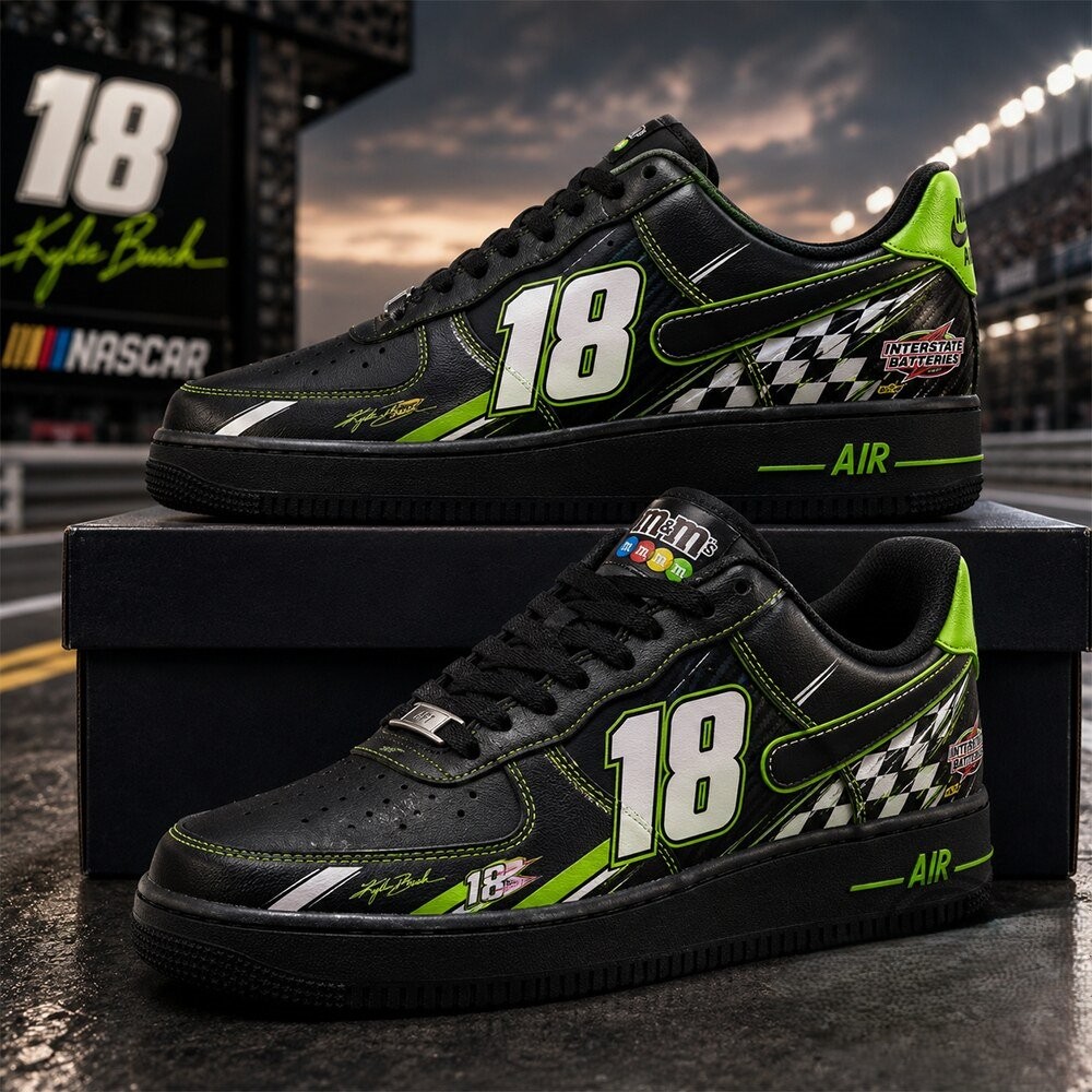 Kyle Busch 8 NASCAR Racing Air Force 1 Shoes - Front View