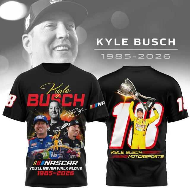 Kyle Busch NASCAR Driver 1985-2026 T-Shirt - Front View