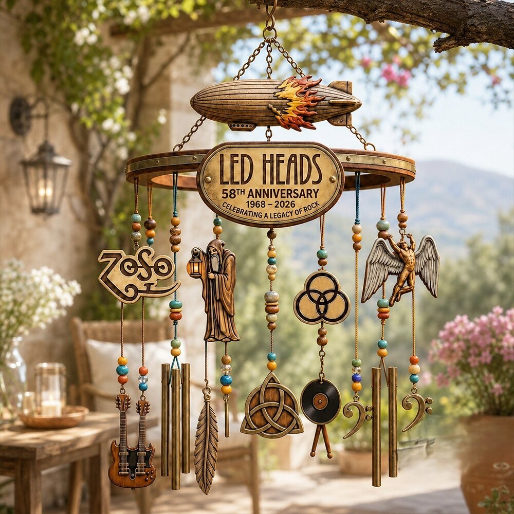 Led Zeppelin 58th Anniversary 1968-2026 Wind Chime - Detail View