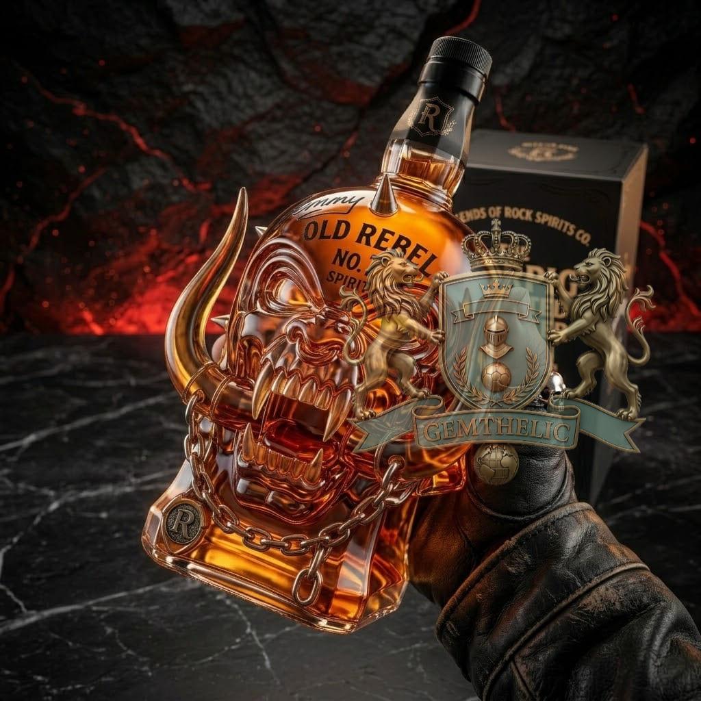 Lemmy Kilmister Old Rebel No. 7 Whiskey Bottle - Detail View