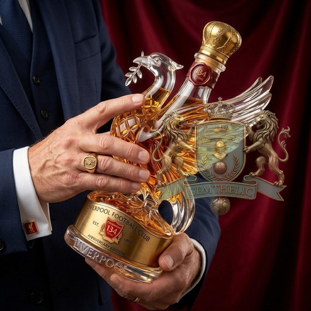 Liverpool Football Club 134th Anniversary Whiskey Bottle - Detail View