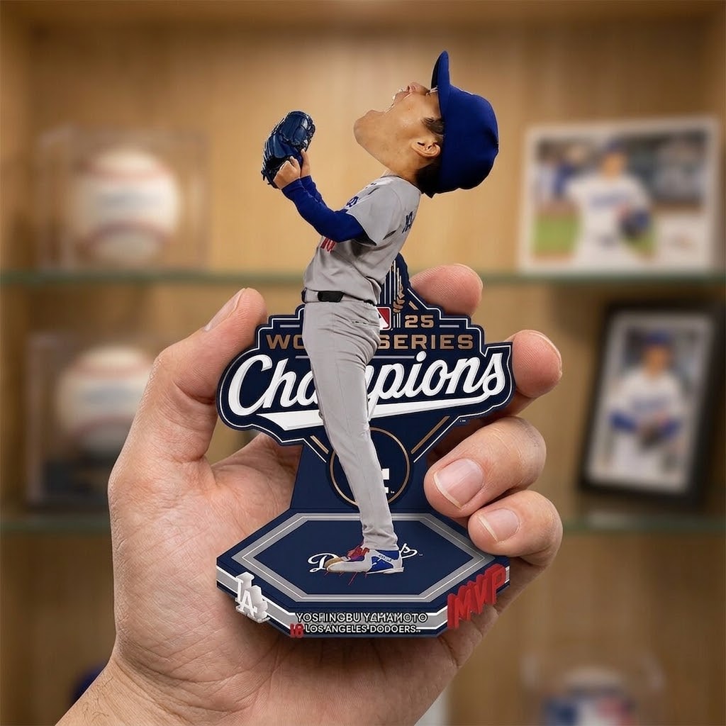 Yoshinobu Yamamoto World Champions MVP Bobblehead Figure 2026 - Detail View