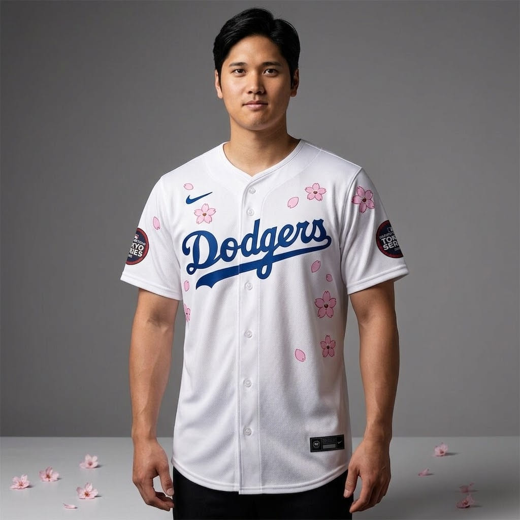 Los Angeles Dodgers Ohtani 17 Baseball Jersey - Detail View