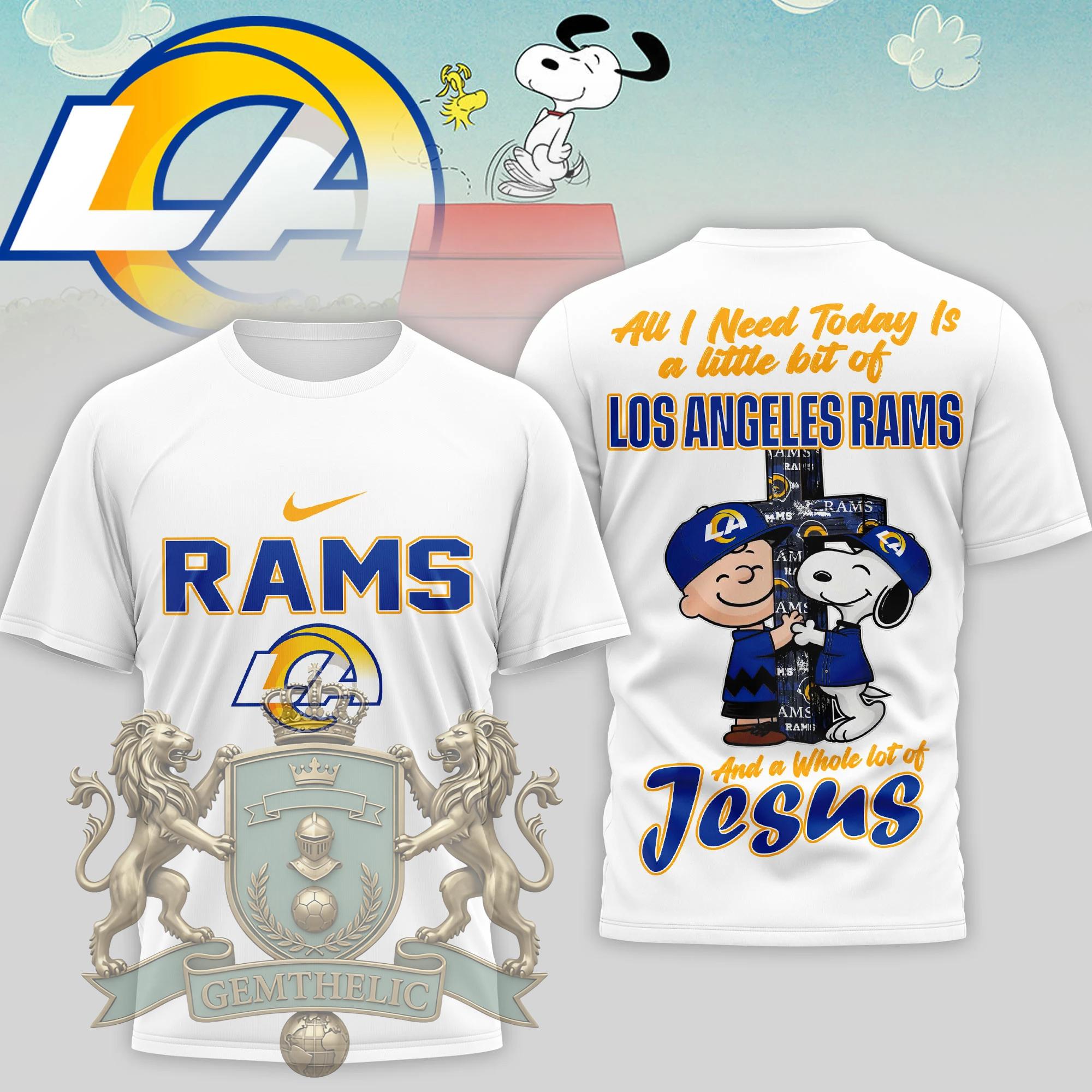 Los Angeles Rams Snoopy Charlie Brown T-Shirt - Front View