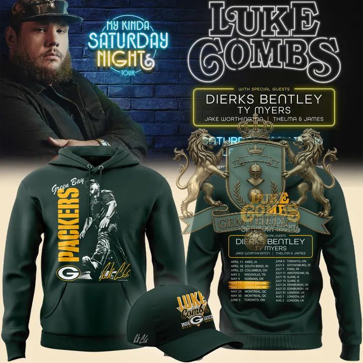 Luke Combs Green Bay Packers My Kinda Saturday Night Tour Jersey - Front View