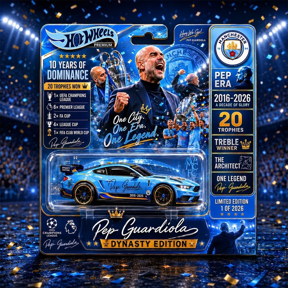 Manchester City Pep Guardiola Dynasty Edition 10 Years of Dominance Die-cast Car - Front View
