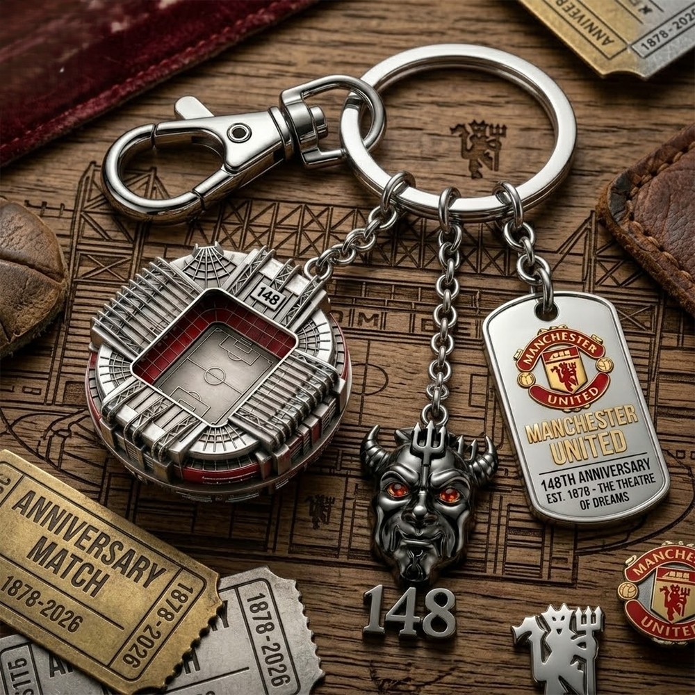 Manchester United 148th Anniversary Keychain - Front View