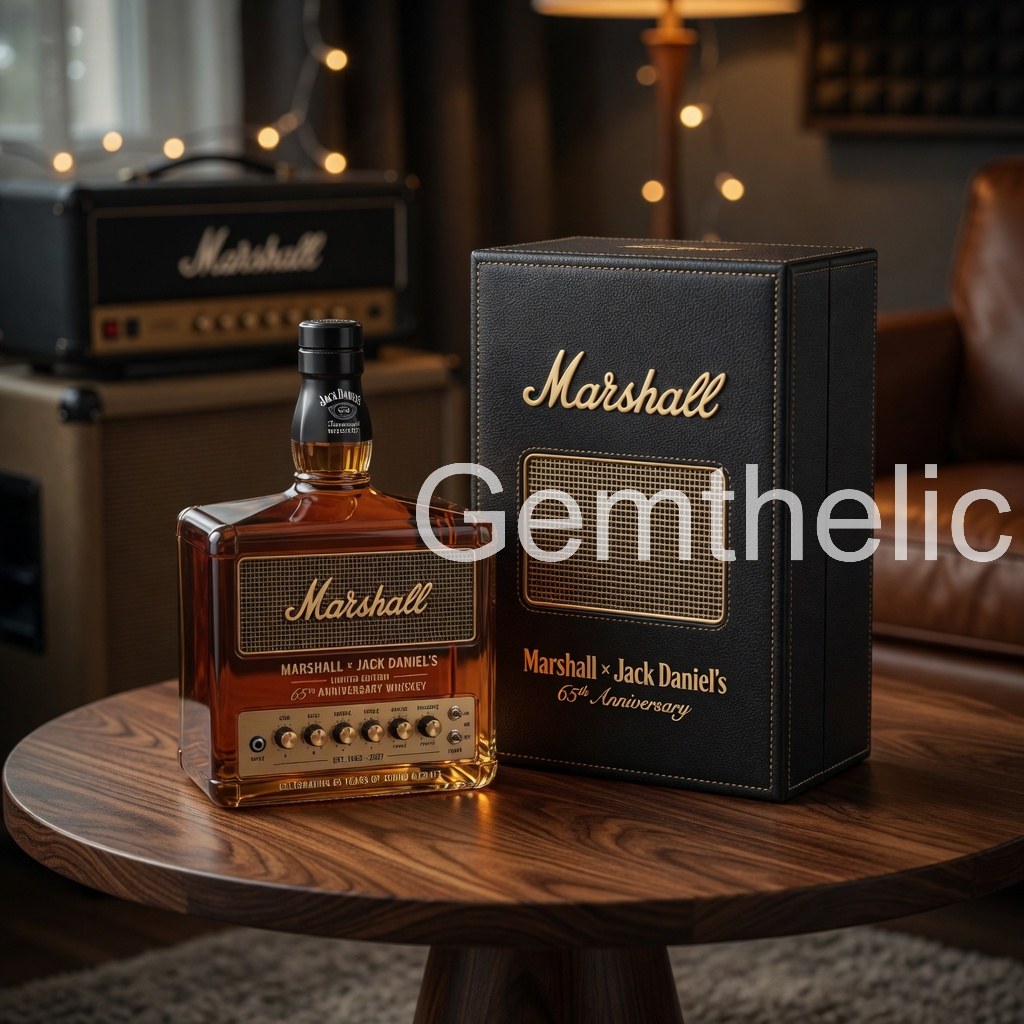 Marshall Jack Daniel's 65th Anniversary Whiskey Bottle - Front View