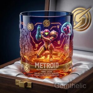 Metroid 40th Anniversary Whiskey Glass