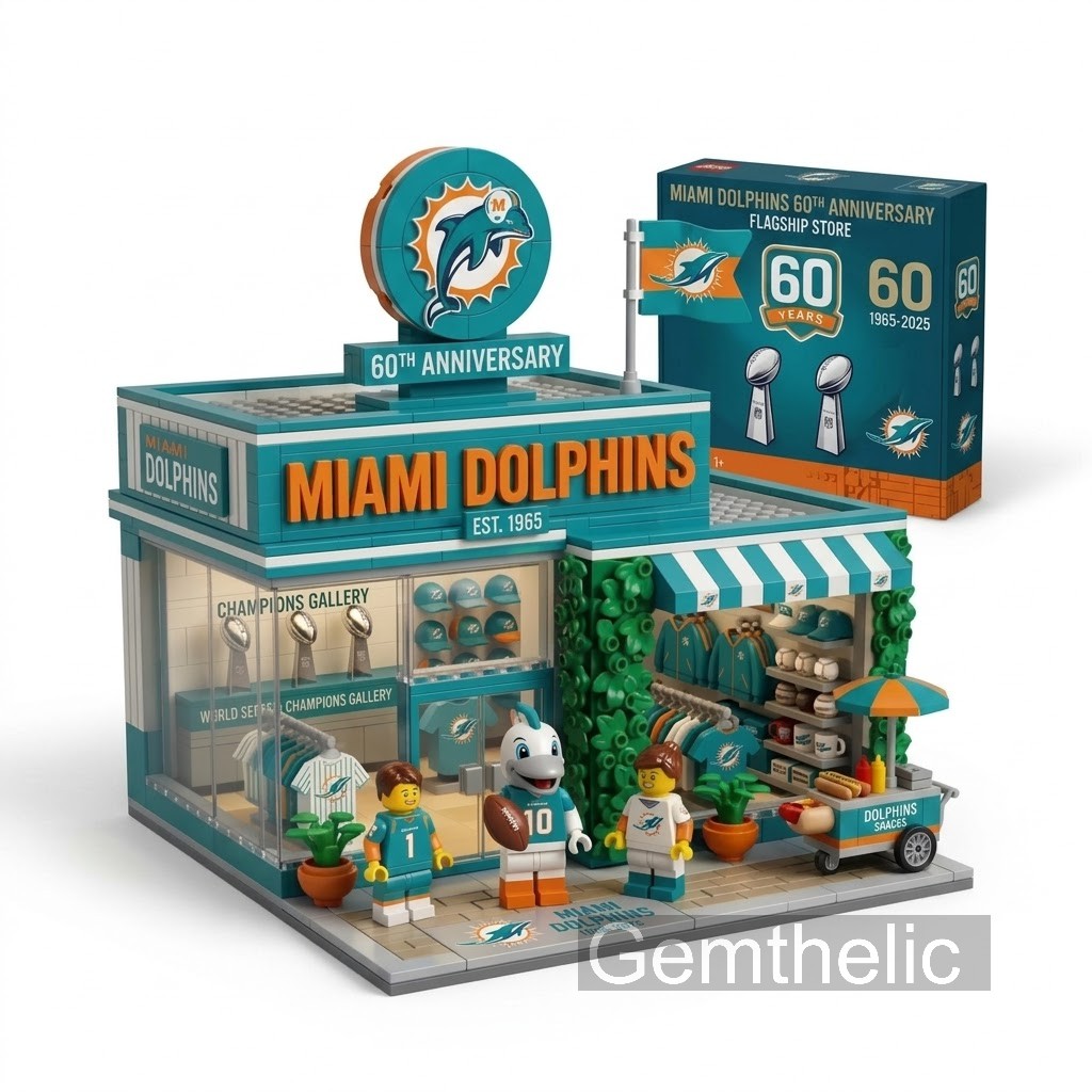 Miami Dolphins 60th Anniversary Flagship Store Building Blocks Set - Front View