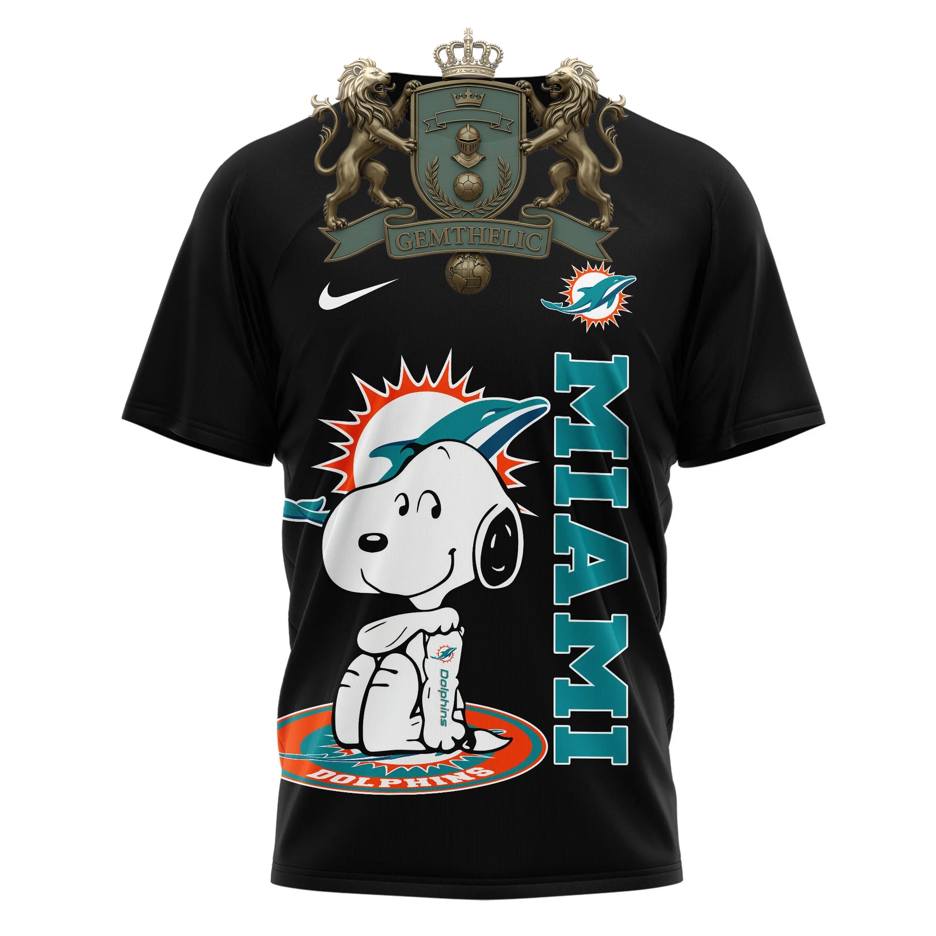 Miami Dolphins Snoopy Yes I'm Old But I Saw T-Shirt - Detail View