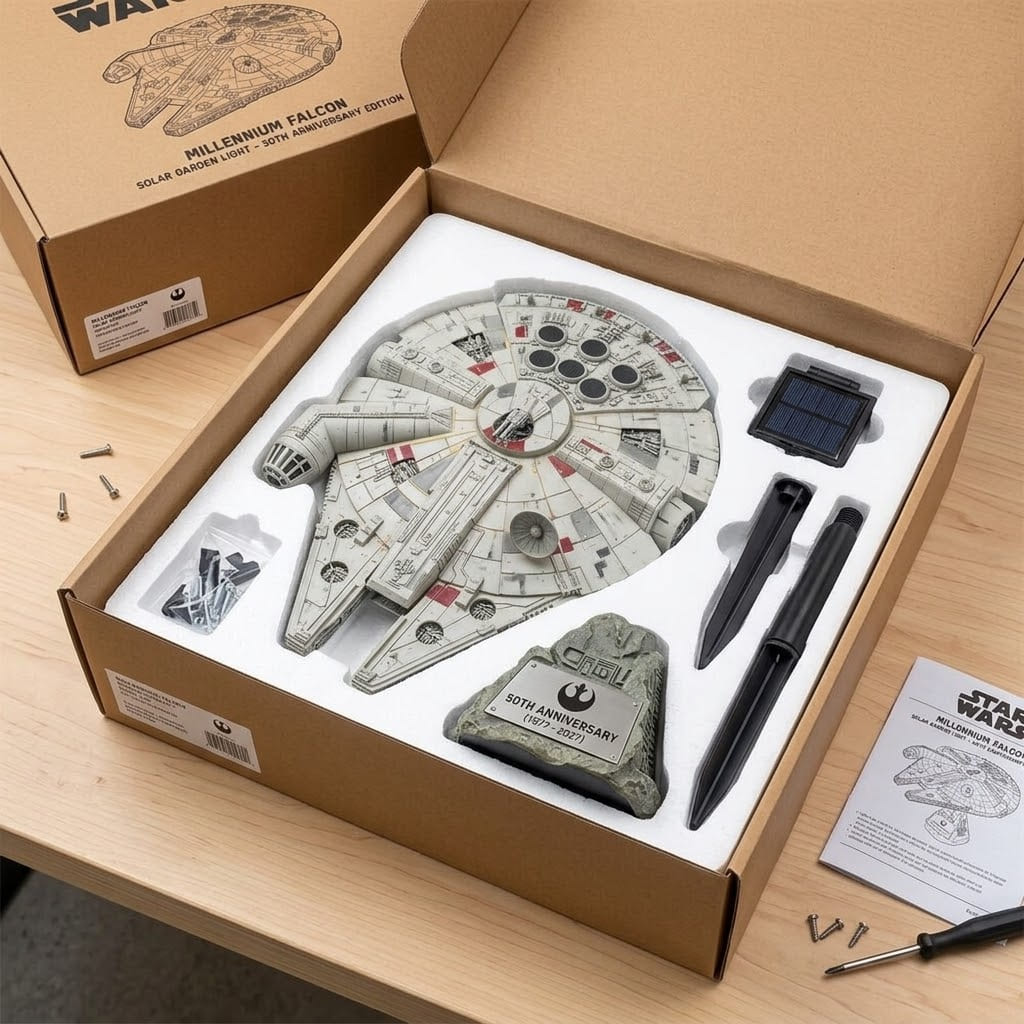 Millennium Falcon 50th Anniversary Garden Light - Detail View