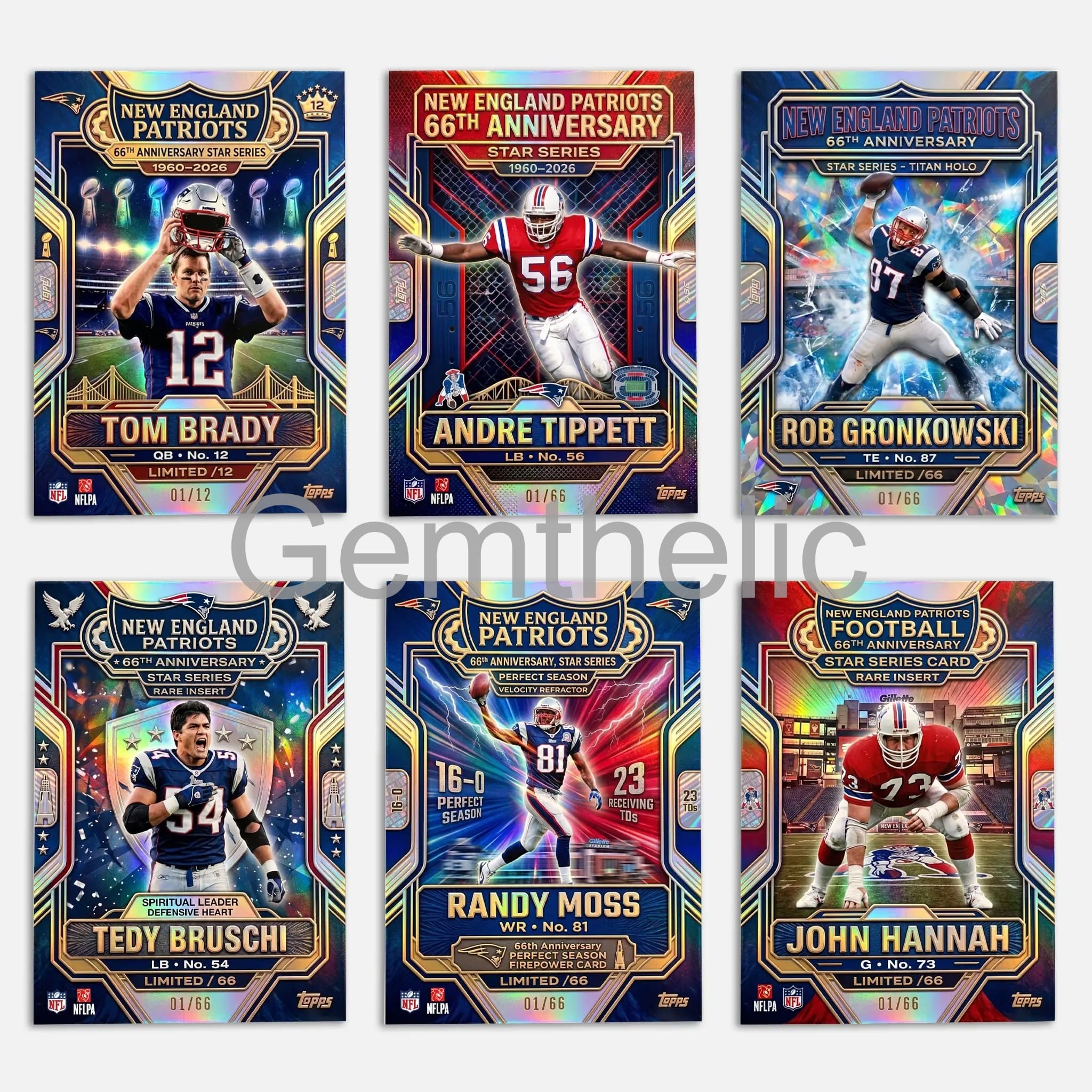 New England Patriots 66th Anniversary Trading Cards - Detail View