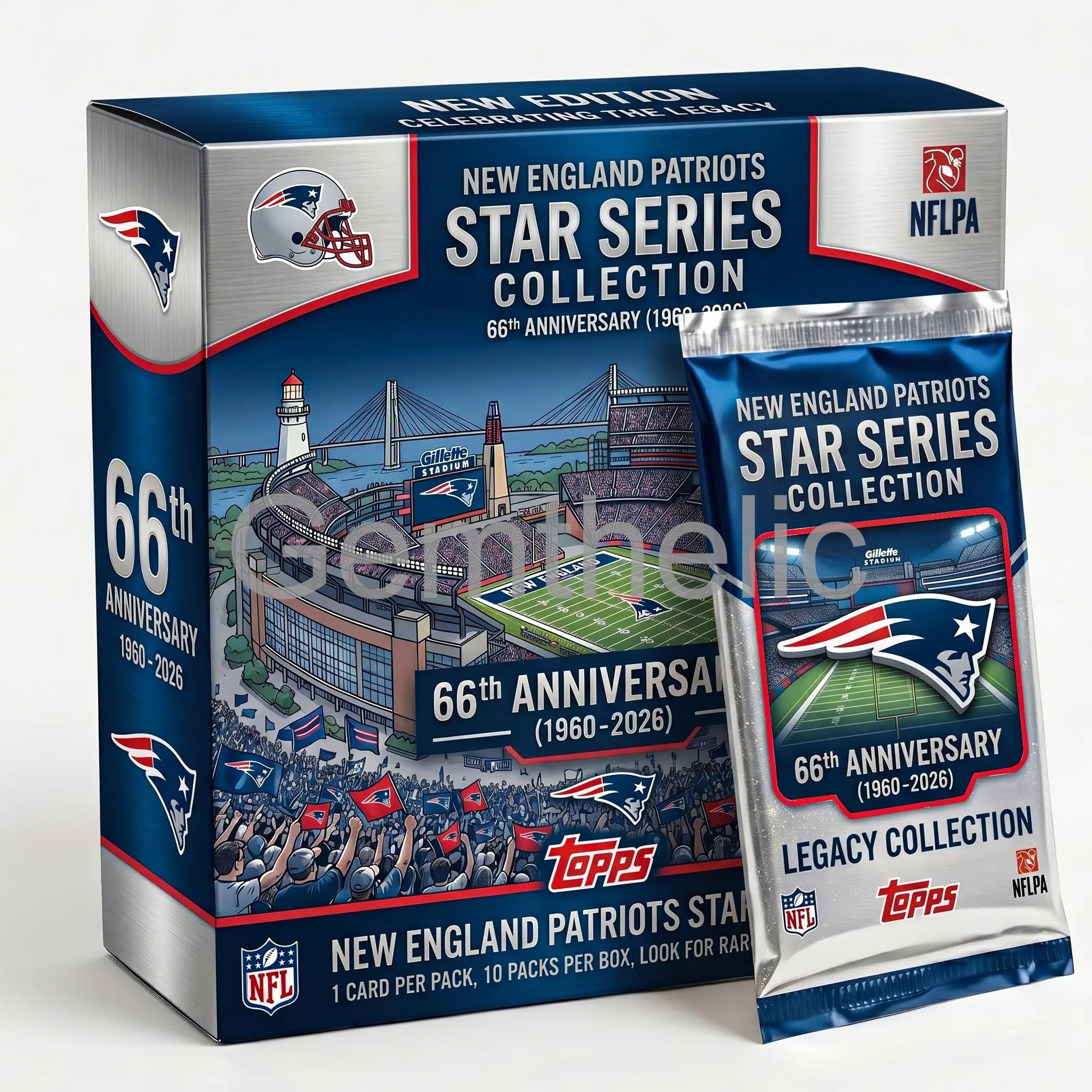 New England Patriots 66th Anniversary Trading Cards - Front View