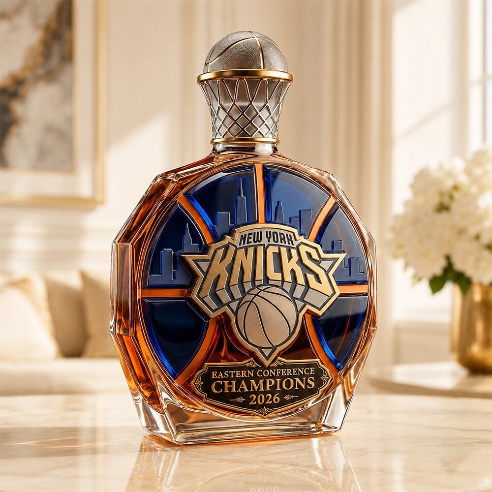 New York Knicks Eastern Conference Champions 2026 Whiskey Decanter - Detail View