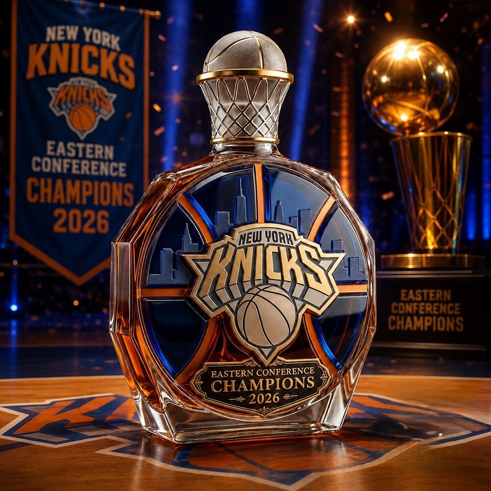 New York Knicks Eastern Conference Champions 2026 Whiskey Decanter - Front View