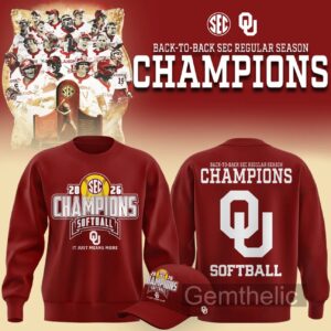Oklahoma Sooners Softball Back-To-Back 2026 SEC Regular Season Champions Sweatshirt