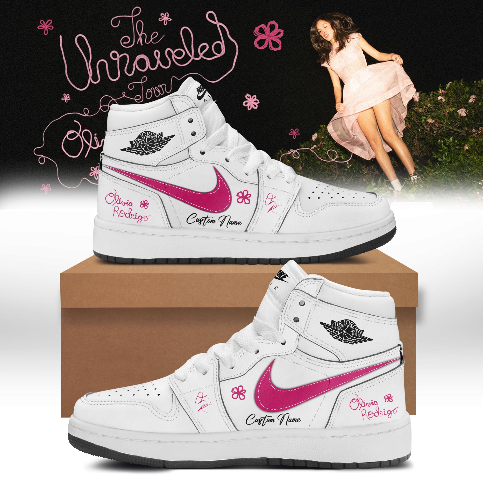 Olivia Rodrigo The Unraveled Tour Custom Name High-Top Sneakers - Detail View