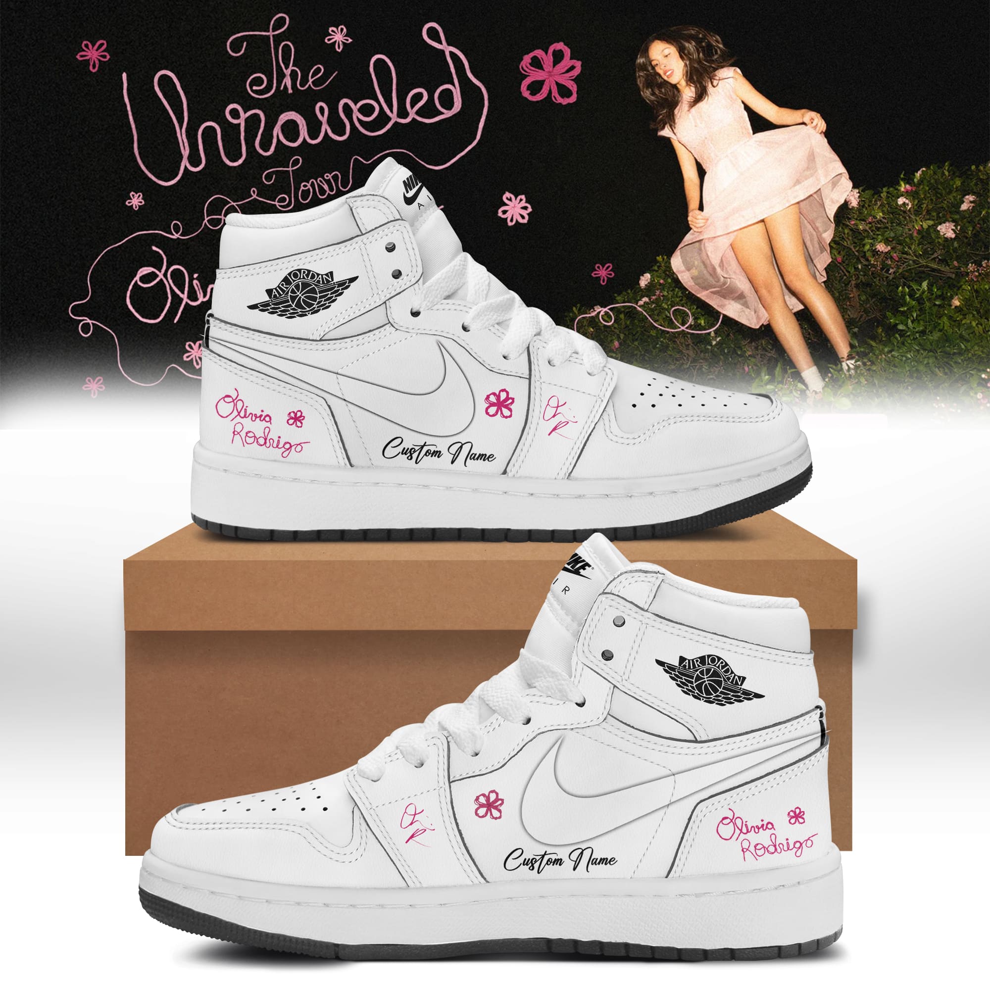 Olivia Rodrigo The Unraveled Tour Custom Name High-Top Sneakers - Front View