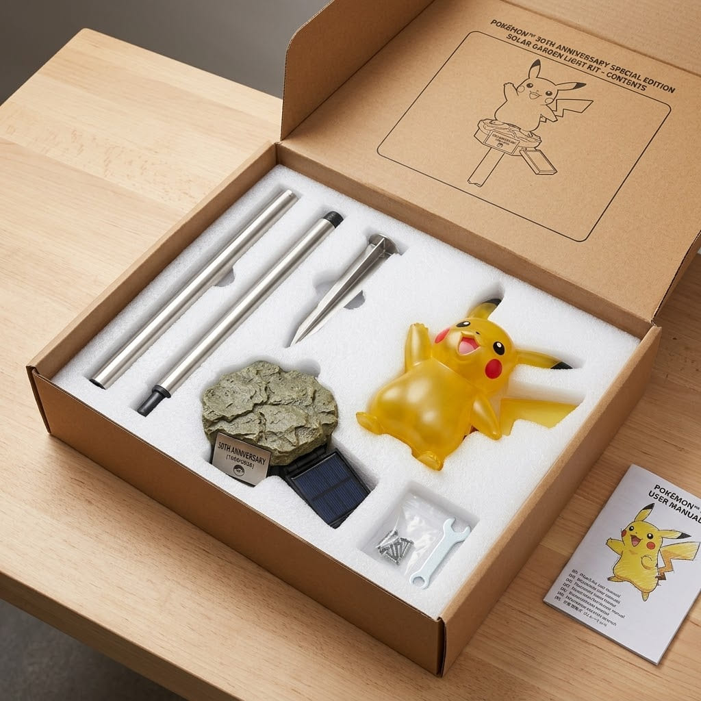 Pikachu 30th Anniversary Garden Light - Detail View