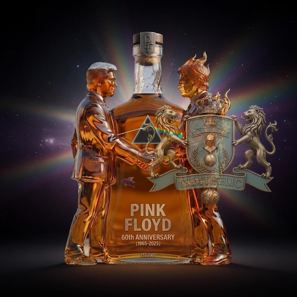 Pink Floyd 60th Anniversary Whiskey Bottle - Front View