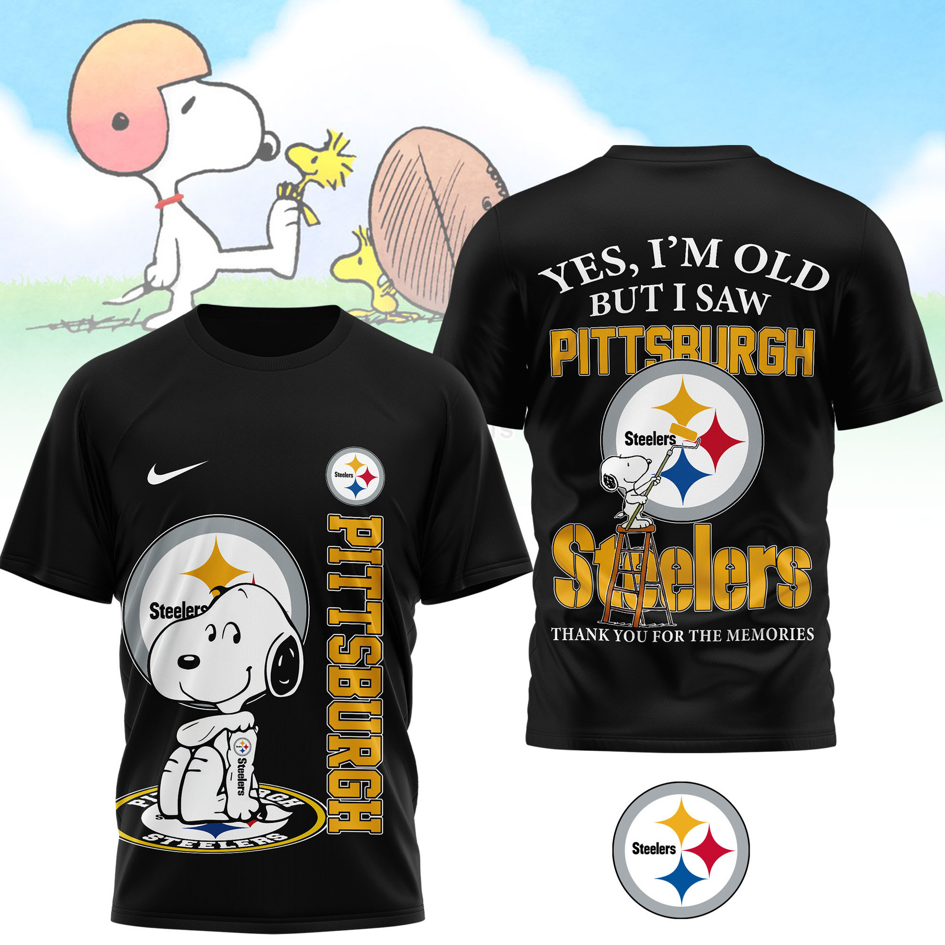Pittsburgh Steelers Snoopy Yes I'm Old But I Saw T-Shirt - Front View