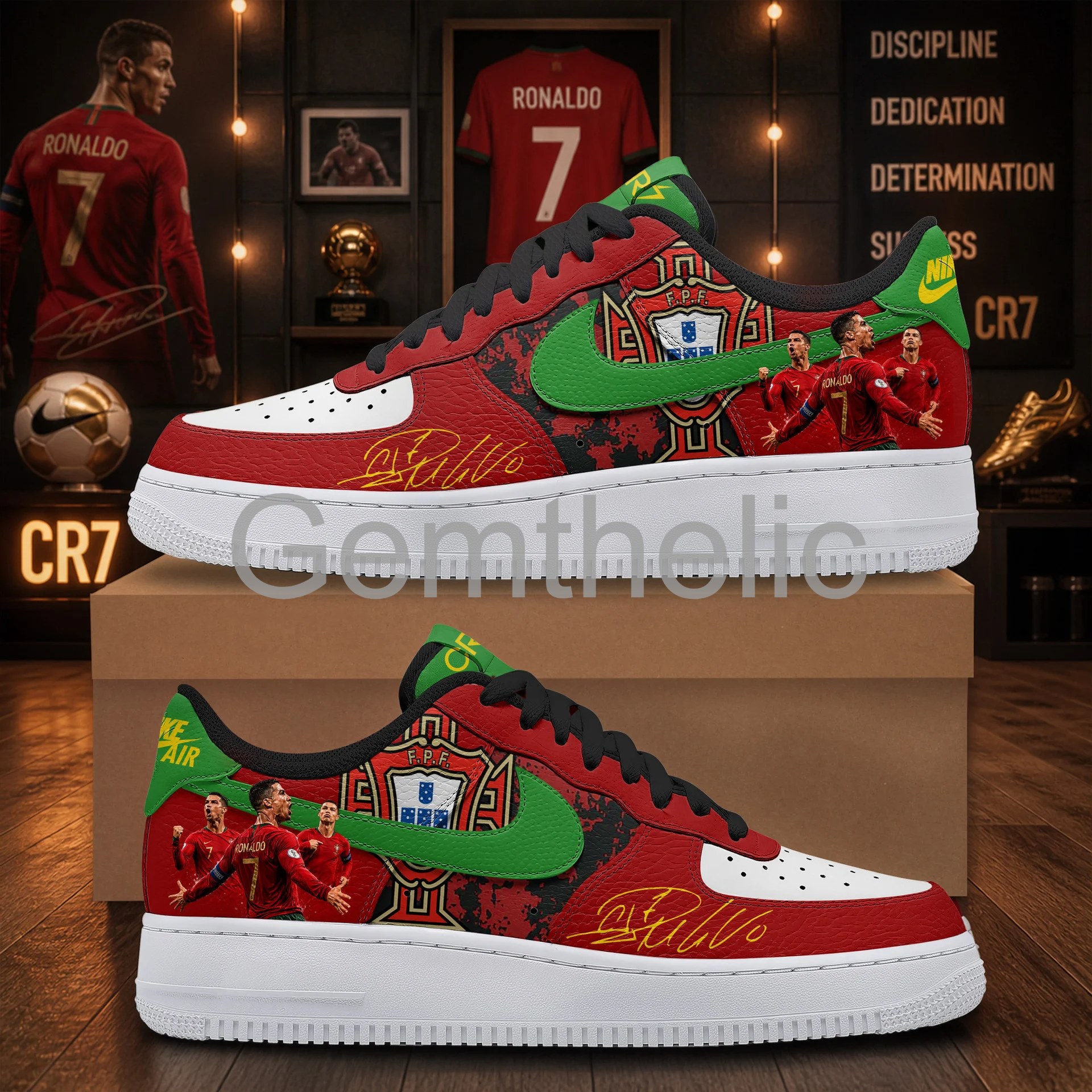 Cristiano Ronaldo Signature Celebration AF1 Shoes - Front View