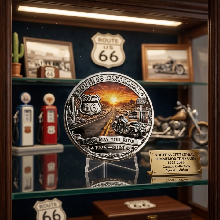 Route 66 100th Anniversary 1926-2026 Commemorative Coin - Detail View