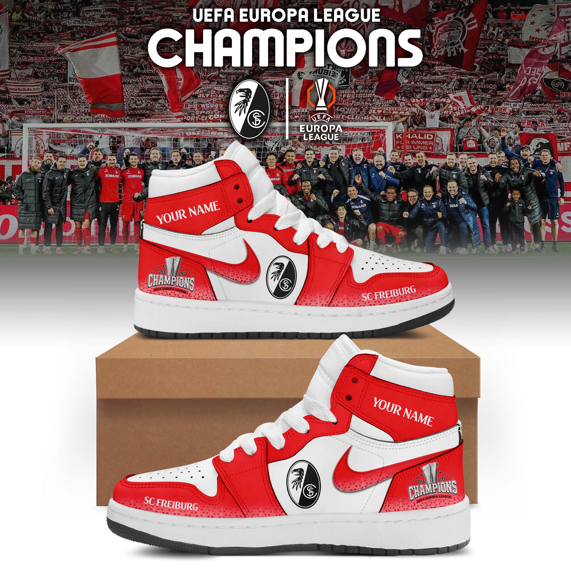 Freiburg UEFA Europa League Champions 2026 High-Top Sneakers - Front View